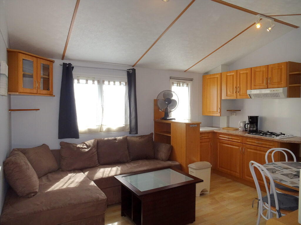 Mobil-home 2 chambres avec lave-linge - Camping à St Jean de Monts - Mer et Soleil - Terrasse couverte